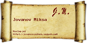 Jovanov Miksa névjegykártya
